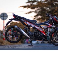 Tem rời Hayabusa đỏ vàng cho SATRIA 150 đen - tem siêu ngầu 2023 Quyen Decal