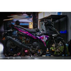 Tem rời Exciter 150 mẫu hoa văn chữ tàu đen hồng tím, in sắc nét ,3 lớp không phai màu CM00008 1 2