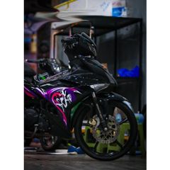Tem rời Exciter 150 mẫu hoa văn chữ tàu đen hồng tím, in sắc nét ,3 lớp không phai màu CM00008 1 2