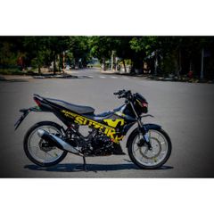 Tem Rời Dán Xe Raider FI Mẫu Movistar Vàng Đen Chữ Satria Cực Hot, Hàng 3 Lớp Chất Lượng Cao Quyen Decal