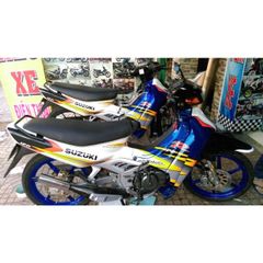 Tem Rời Suzuki Satria 2000 Trắng Xanh  - Decal In Chất Lượng