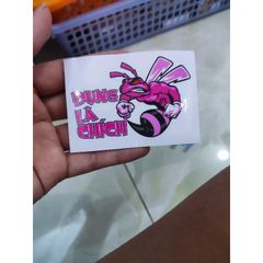 Tem Logo sticker chú ong Đụng Là Chích Hồng dán xe đẹp,xe máy,dán mọi nơi