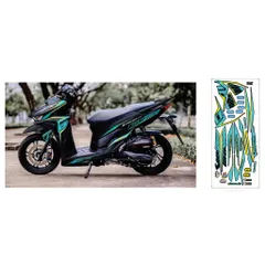 Tem Rời Vario 150 Đen Phối Xanh Ngọc  - Decal In Chất Lượng