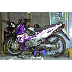 Tem Rời Suzuki Satria 2000 Trắng Tím  - Decal In Chất Lượng