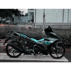 Tem Rời Exciter 150 2022 Dán Xe Đen Phối Tem Xanh  - Decal In Chất Lượng