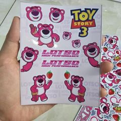 Combo tem logo sticker gấu dâu lotso mini dán trang trí biển số xe máy - Tem 3 Lớp  Cao Cấp