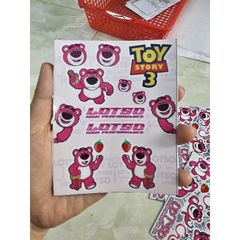 Combo tem logo sticker gấu dâu lotso mini dán trang trí biển số xe máy - Tem 3 Lớp  Cao Cấp