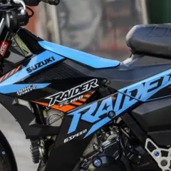 Tem Rời Suzuki Raider 150 Dán Xe Đen Phối Xanh Cam 2021  - Decal In Chất Lượng