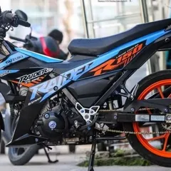 Tem Rời Suzuki Raider 150 Dán Xe Đen Phối Xanh Cam 2021  - Decal In Chất Lượng
