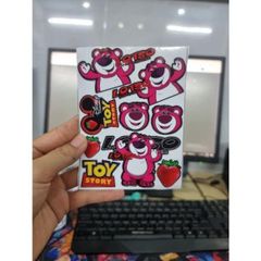 tem logo sticker gấu dâu hồng mini dễ thương trang trí xe - Tem 3 Lớp  Cao Cấp