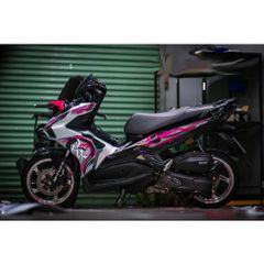 Tem rời Air Blade 2020 hoa văn lửa chữ tàu hồng bạc đen, in sắc nét, 3 lớp không phai màu CM00132 1 2
