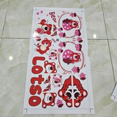 Tem logo sticker gấu dâu lotso mới 30x60cm dán trang trí xe nền trắng - Tem 3 Lớp  Cao Cấp