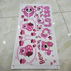 Tem logo sticker gấu dâu lotso mới 30x60cm dán trang trí xe nền trắng - Tem 3 Lớp  Cao Cấp