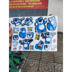 Tem logo gấu dâu xanh trang trí mọi nơi