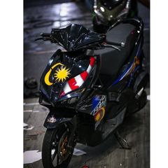 Tem rời AB 2016 mẫu cờ Malaysia dán xe full đen, thiết kế đẹp mắt, màu in sắc nét, 3 lớp không bay màu MD00069 Cao Cấp