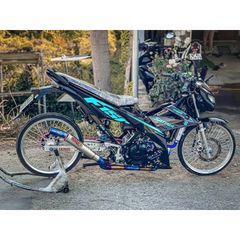tem rời satria F150 full đen xanh lục bảo