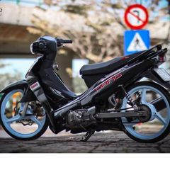 Tem Rời Dán Xe Sirius 110 Mẫu Sọc Bạc Trắng Đen Chữ Spark Nano Cực Chất, Hàng 3 Lớp Chất Lượng Cao Quyen Decal