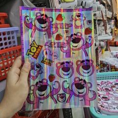 Tem logo gấu dâu lotso 7 màu 18x25cm dán trang trí - Tem 3 Lớp  Cao Cấp