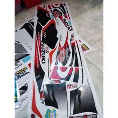 Tem Rời Suzuki Satria 2000 Trắng Đỏ Đen  - Decal In Chất Lượng