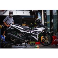 tem rời exciter 150 trắng đen mẫu cover chuẩn 2023 , tem 3 lớp bền màu - Decal Cao Cấp Nhất