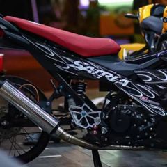 Tem Rời Satria Raider Dán Xe Đen Mẫu Lửa  - Decal In Chất Lượng