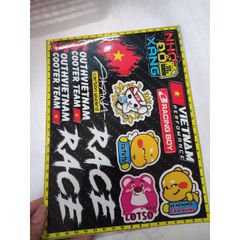 Combo gấu dâu, SouthVietnam,Race dán xe máy, điện thoại, laptop dán mọi nơi