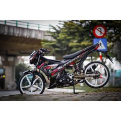 Tem Rời Dán Xe Satria Fi - Raider Fi Mẫu Lửa Đỏ Hồng Đen Chữ Satria F150 Cực Đẹp, Hàng 3 Lớp Chất Lượng Cao Quyen Decal