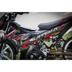 Tem Rời Dán Xe Satria Fi - Raider Fi Mẫu Lửa Đỏ Hồng Đen Chữ Satria F150 Cực Đẹp, Hàng 3 Lớp Chất Lượng Cao Quyen Decal
