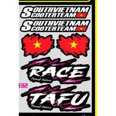 Tem logo sticker Việt Nam Race nền hồng kích thước nhỏ vừa