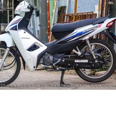 Tem Rời Dán Xe Wave  A 110 Mẫu Trắng Đen Xanh Cực Đẹp, Hàng 3 Lớp Chất Lượng Cao Quyen Decal