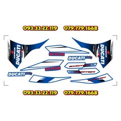 Tem Rời Yamaha Exciter 135 Logo Ducati Trắng Xanh Gp