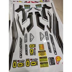Tem Rời Yamaha Exciter 150 Y15ZR Chỉ Xám Trắng Dán Xe Đen  - Decal In Chất Lượng