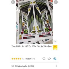 Tem Rời Ex 135 RC Zin 2014 Xám  - Decal In Chất Lượng