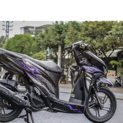 Tem Rời Dán Xe Vario 150 Mẫu Lửa Tím Đen Bạc Cực Chất, Hàng 3 Lớp Chất Lượng Cao Quyen Decal
