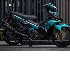 [Siêu Sale] Tem rời LC 135 xanh ngọc cho Exciter đen - tem cao cấp không bay màu Quyen Decal