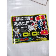 Tem chữ Race,Lá Cờ,South Vietnam trang trí xe máy,xe điện,dán mọi nơi