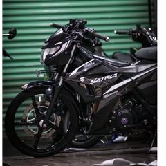 Tem rời xe Satria- Raider 150 mẫu F150 phối đen xám , thiết kế đẹp mắt, in sắc nết, 3 lớp không bay màu MD00104 Cao Cấp