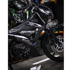 Tem rời xe Satria- Raider 150 mẫu F150 phối đen xám , thiết kế đẹp mắt, in sắc nết, 3 lớp không bay màu MD00104 Cao Cấp