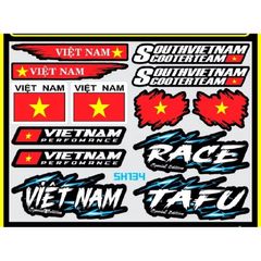 Tem logo sticker Việt Nam Race nền xanh kích thước nhỏ vừa