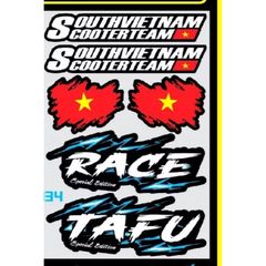 Tem logo sticker Việt Nam Race nền xanh kích thước nhỏ vừa