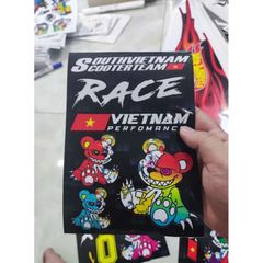 Combo tem sticker gấu quỷ bạo lực-gâú dâu-em bé nín dễ thương mẫu mới