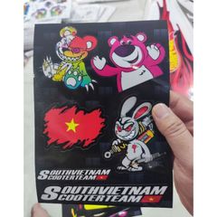 Combo tem sticker gấu quỷ bạo lực-gâú dâu-em bé nín dễ thương mẫu mới