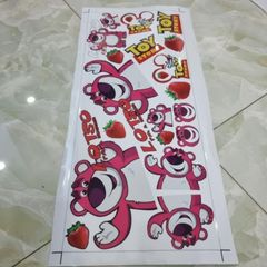 Tem set gấu dâu lotso dán trang trí xe máy kích thước 20x60cm - Tem 3 Lớp  Cao Cấp