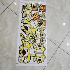 Tem set gấu dâu lotso dán trang trí xe máy kích thước 20x60cm - Tem 3 Lớp  Cao Cấp