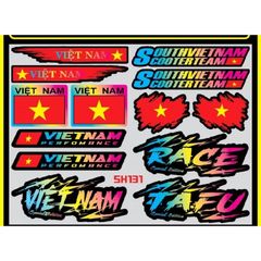 Tem logo sticker Việt Nam Race 7 màu kích thước nhỏ vừa