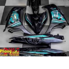 Tem Rời Ex 135 Lc Dán Xe Đen Phối Xanh Ngọc  - Decal In Chất Lượng