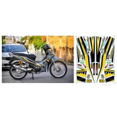 Tem Rời Wave Blade 110 Xám Xi Măng Phối Vàng  - Decal In Chất Lượng