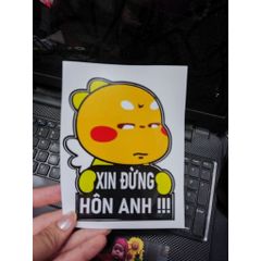 Tem logo sticker Xin đừng hôn em, hôn anh trang trí xe máy