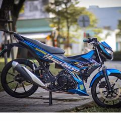 Tem Rời Suzuki Satria Hayabusa Dán Xe Xanh Gp  - Decal In Chất Lượng