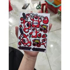 Combo Tem logo gấu dâu mini mẫu mới trang trí xe máy, điện thoại, laptop, dán mọi nơi